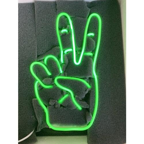 14“ OK Gesture Yeah Green Acrylic Custom Neon Light Lamp Sign Beer Bar Handmade Decorate Home Wall Room Windows Tube Artwork