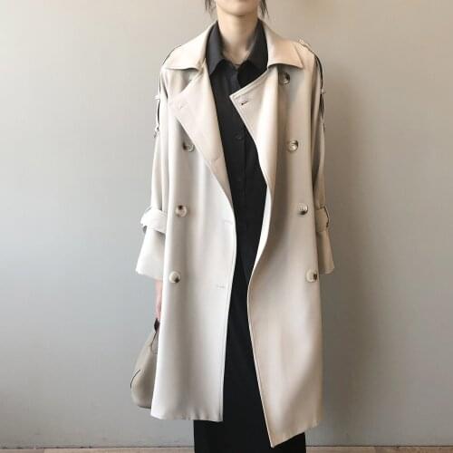 2020 Fashion Coat With Belt Turn Down Collar Women Long Trench Femme Casaco Abrigo Streetwear