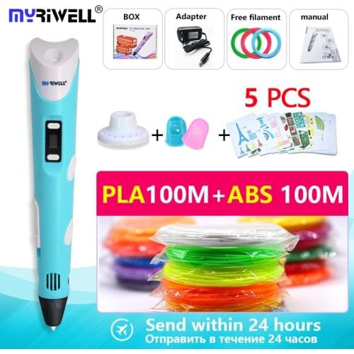 Myriwell 3d pen and 1.75mm filament 100M ABS+100M PLA 3d pen 3 d pen 3d handle Smart Child birthday gift or Christmas present