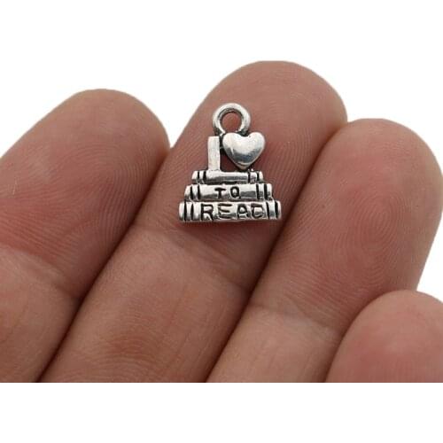 40pcs Silver Plated Love to Read Charms Pendants for Jewelry Making Bracelet DIY Accessories 14x12mm