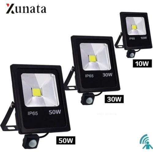 AC 85-265V PIR Motion Sensor LED Floodlight IP65 Waterproof Reflector Spotlight 10W/30W/50W Foco Sensor LED Sopt Wall Lamp