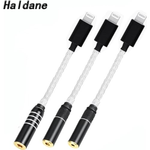 Haladne HiFi DAC Decoder Chip Adapter for Light-ning Dad Male Connector 4.4/ 2.5mm Balanced Mom 3.5mm Female Jack for Amplifier