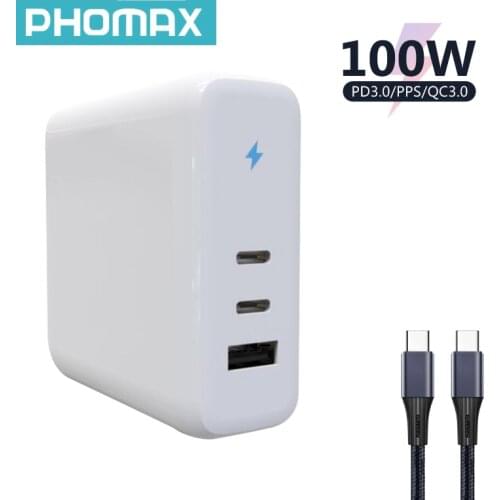 PHOMAX PD 100W GaN Power Adapter Quick Charger With Cable For Tablet iPhone Huawei Xiaomi Samsung USB Type C Phone Accessories