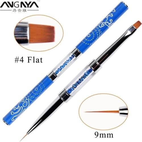 ANGNYA Double Head Crystal Ultra-Thin Liner Nail Art Brush UV Gel Brush Carved Drawing Pen Painting Line Flower Manicure Tools