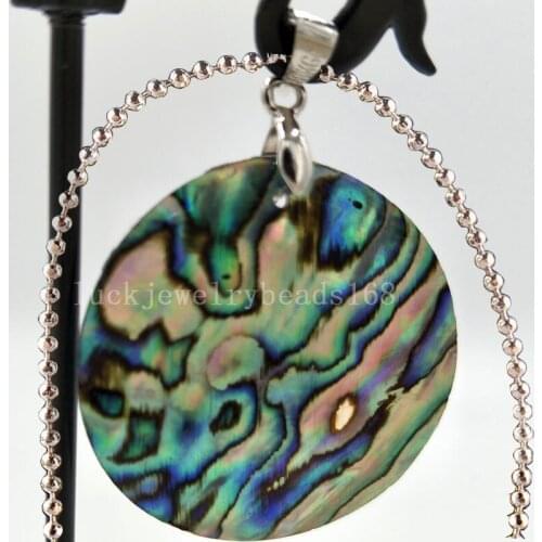 Free Shipping Women Fashion Jewelry New Zealand Abalone Shell Oblong Necklace With Chain 1pcs C4804