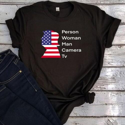 Person Woman Man Camera TV Shirt cognitive test Trump tshirt Women Vintage Clothes 90s Thanksgiving plus size tops gothic