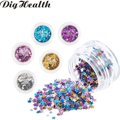 Dighealth Star Shape Super Star Face Body Glitter Festival Makeup Shimmer Nail Eye Shadow Sequins Mixed Decorations at Party