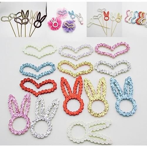 40pcs 5*2.5cm shiny heart and rabbit handmade accessories for Craft Clothes Stickers Supplies DIY Hair Clips ornament