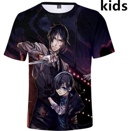 3 to 14 years kids t shirt Anime Black Butler 3D printed t-shirt boys girls funny Kuroshitsuji tshirt Tee children clothes