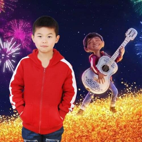 Coco Miguel Cartoon T-Shirt Hoodie Boys Kids Thick Long Sleeves Winter Warm Jacket Sweatshirts Halloween Party Cosplay Costume