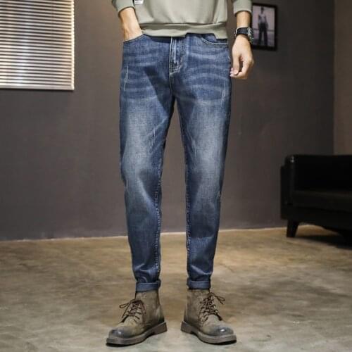 Mens Jeans casual cotton Denim straight cotton loose work long pants jeans blue black pants For 4 seasons TPK07