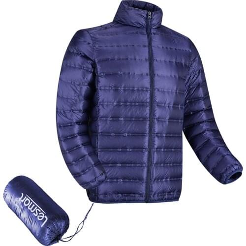 Men Down Jacket Winter New Lesmart Down Coats Collar Thickened Overcoat for Male Loose Warm Down Parka Ultra Light