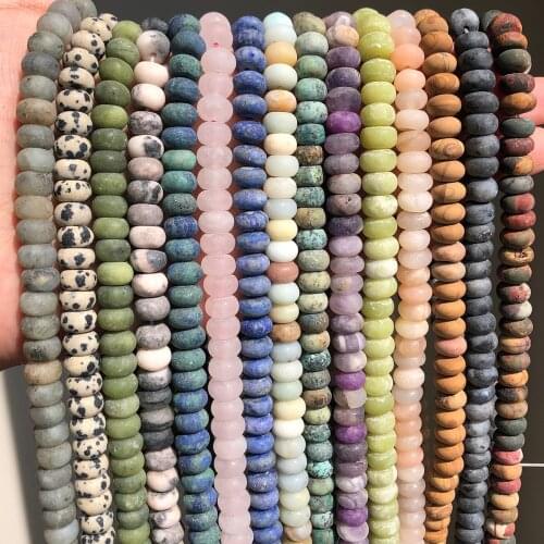 Natural Matte Stone Rondelle Spacer Beads Turquoises Agates Quartz Mineral Abacus Beads for Jewelry Making Handmade Bracelet Diy