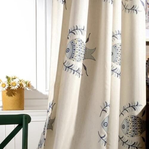 The new cotton embroidered fabric modern minimalist living room balcony bedroom curtains