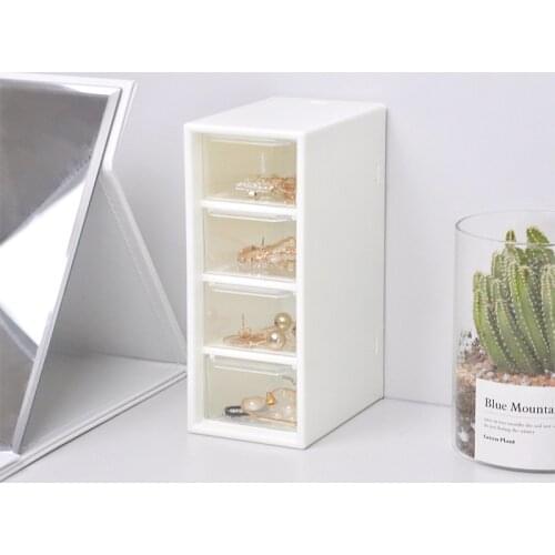 ABS 4 Grid Drawer Desktop Organizer Small Desk Jewelry Washi Tape Storage Box Simple School Stationery Accessories