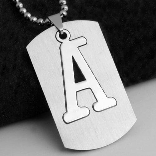Stainless Steel 26 Initial Letter Alphabet Necklace Military Army Dog Tags MenS Pendant Link Chain Hip Hop Necklaces
