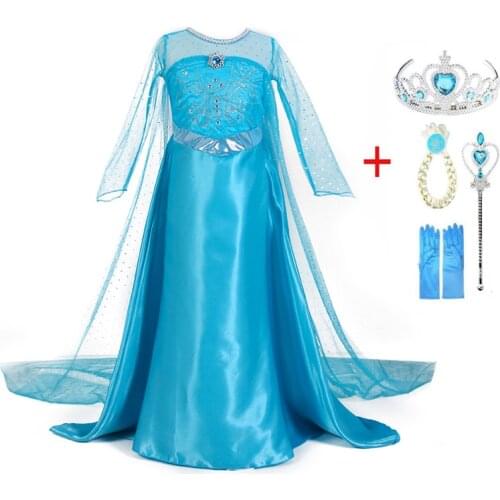 New Elsa Dress Girls Princess Anna Elsa Costume Halloween Elza Cosplay Costume Long Sleeve Dress for Kids Fantasia Vestidos