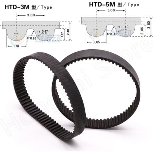 HTD3M/5M Timing Belt Width 10/15mm Closed Loop Rubber Drive Belts Perimeter 171 174 177 180 183 186 200 210 215 220 225mm