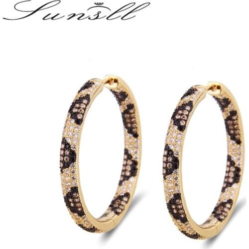 SUNSLL New Design Hot sale Leopard Hoop Earrings Women Bridal Wedding Party Occasion fashion Shiny Cubic Zirconia Jewelry gifts
