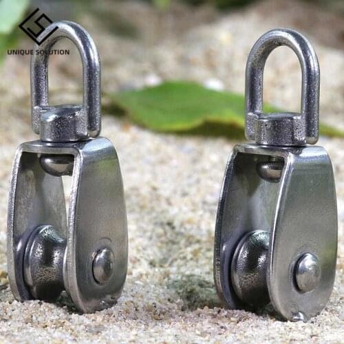 1-2PCS Stainless Steel Pulley M15/M20 M25 M32 M50 Single Wheel Swivel Lifting Rope Pulley Set Lifting Wheel Tools