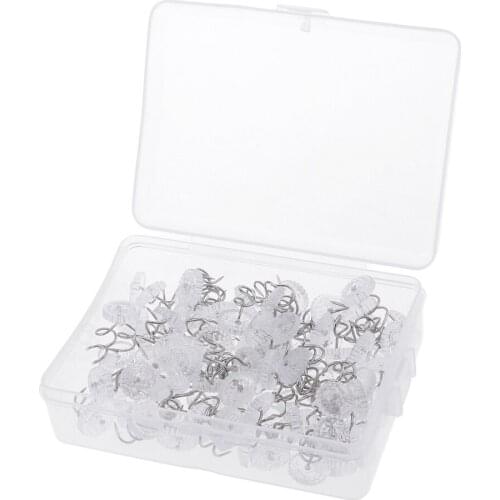1 Box 100 Pieces Plastic Clear Round Head Upholstery Spiral Nail Studs Furniture Sofa Tack Pins Hardware Fix Fasteners