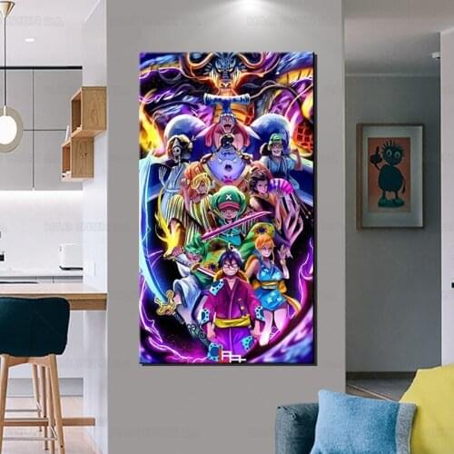 Modern Canvas Painting Anime Poster One Piece Abstract Wall Art Unique Modular Picture For Corridor BedroomDecoration Home Frame