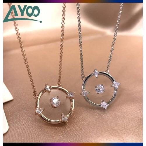 SWA Trend Necklace Fashion Jewelry 1:1 Copy, Charming North Simple Ring Light Luxury Texture Necklace For Women Gift