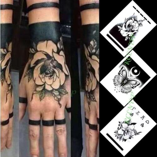 Waterproof Temporary Tattoo Sticker Flower Butterfly Creative Tattoo Sticker In Hand Flash Tattoo Fake Tattoo for Men Women Girl