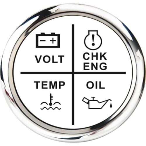 Voltmeter Oil Pressure Meter LED 4 in 1 Water Temp Gauge Alarm Indicator With Check Engine For Car Motorcycle Boat