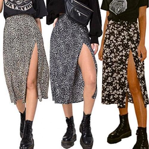 Summer Skirts Womens 2021 Vintage Breathable Floral Print Chiffon Pleated Skirt Elastic High Waist Casual Midi Skirt Women