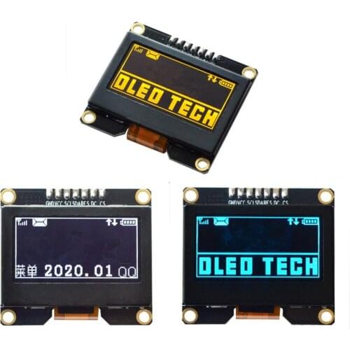 3.3V 5V Highlight 1.54 inch OLED display module black gold version LCD screen SSD1309 SPD0301 12864 LCD screen with iron frame