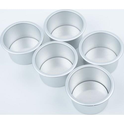 1* 5Pcs Set 2.5\'\' Mini Cake Baking Mold Silver Practical Bake Pudding Nonstick Baking Mold Tool DIY