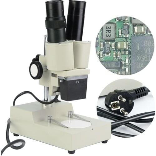 Industrial Stereo Binocular Microscope 20X 40x with Lamp for Clock watch cellphone Repair tool