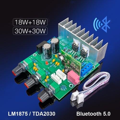 2*30W Bluetooth-Compatible LM1875 TDA2030A Audio Power Amplifier Board Stereo 2.0 Class AB Home Theater Hifi 15-50W AUX AMP