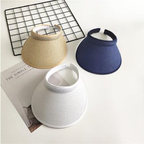 2020 Summer Breathable Straw Sun Hats Topless Empty Sun Visor Cap hat Ladies Adjustable Nature Straw Topless Beach Trip Cap