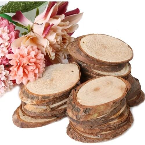 25pcs Natural Wooden Slices Oval Blank Wood Pieces Unpainted Embellishments DIY Crafts Birthday Wedding Display Decor