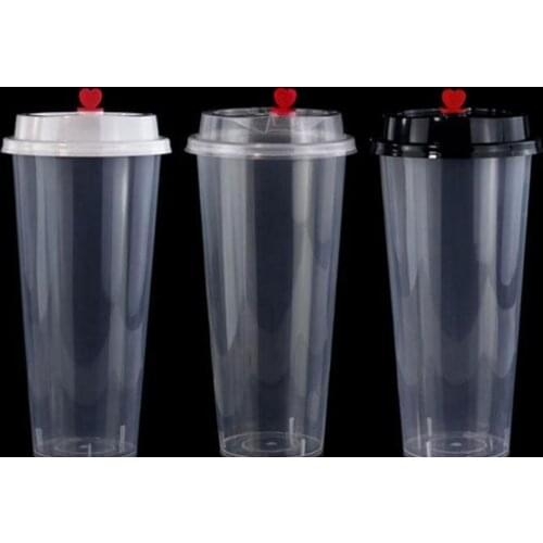 700ml/24oz Cold Hot drinks Juice Cups Coffee Milky Tea Cups Thicken Disposable Transparent Plastic Drinks Cups with lid SN1825