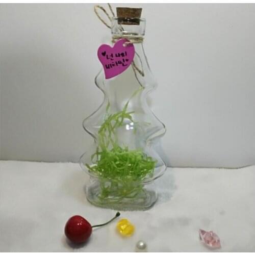 Free Shipping 100ML Christmas Tree Shape Clear Cork Stopper Glass Bottle Vials Jars DIY Drinking Bottle Wishing Bottle