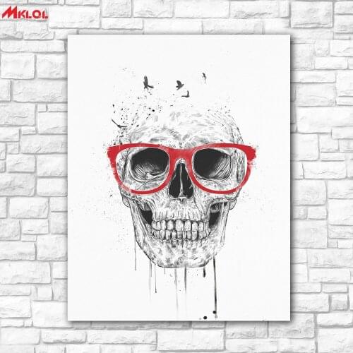 Large Wall Art, Skull ,Restaurant study Bedroom Decor Wall oil Painting Print Nice wall picture for living room no frame concise
