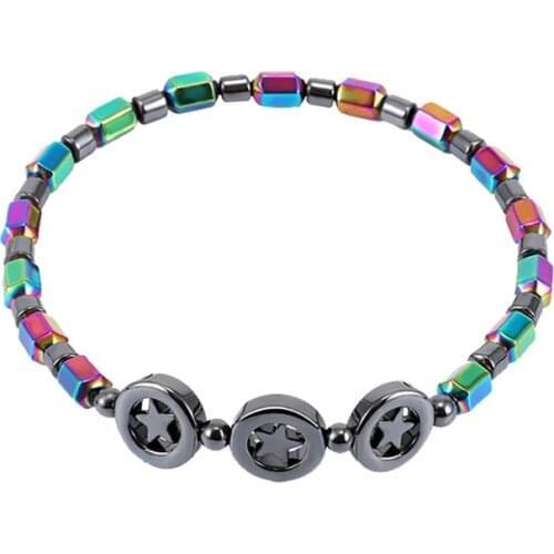 Weight Loss Round Mixed Color Stone Magnetic Therapy Bracelet Health Care Magnetic Hematite Ankle Chain For Men Women #294137