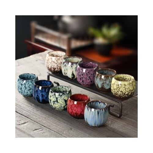 Tea kiln change tea cup ceramic KungFu tea set single cup Tianmu glaze build cup host cup tea sample tea cup egg-shaped tea bowl