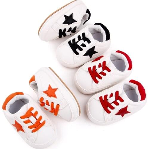 Baby Velcro Sport Shoes Striped Five-Star Printing Toddler Boys Girls Fashion Sneakers Cute Baby Crib Shoes