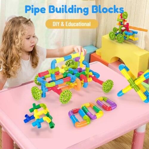 DIY Water Pipe Building Blocks Toys Pipeline Tunnel Construction Enlightening Educational STEM Assembling Toys For Children Gift