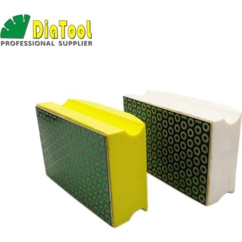 DIATOOL 2pcs Electroplated Diamond Hand Polishing Pad 90X55MM Grit (#400+#600) Hand Pad Foam-backed Grinding Block