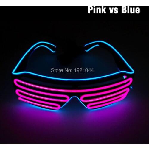 Double Color EL Shutter Shape Glasses Rave Costume Party DJ Bright Glasses 50pcs Cheap Flashing Party Supplies