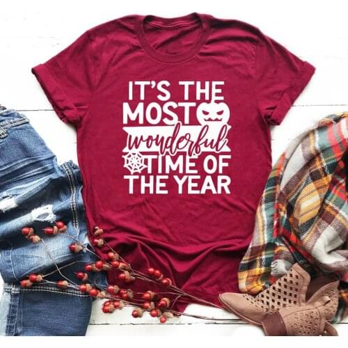 It‘s The Most Wonderful Time Of The Year T-Shirt Halloween Pumpkin Graphic Tee Stylish Unisex Cotton Halloween party art Tops