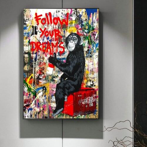 Follow Your Dreams Graffiti Street Art Canvas Painting Posters Abstract Wall Art For Living Room Home Decor Indoor Decorations