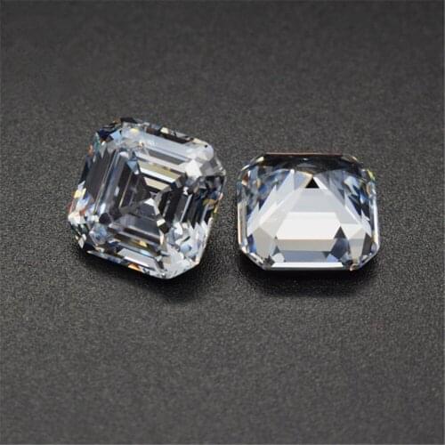 Grade AAA Cubic Zirconia Square Faceted Gemstone Asscher Cut Cubic Zirconia Multiple Sizes to Choose GZ14