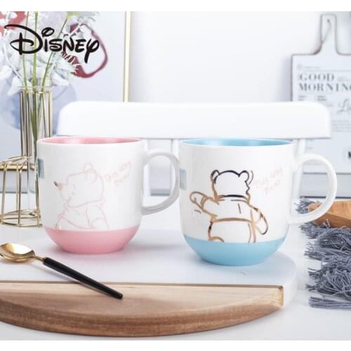 Disney Mugs Mickey Winnie the Pooh series light luxury cute new cartoon ceramiccup home couples creative breakfastcupcoffee mug