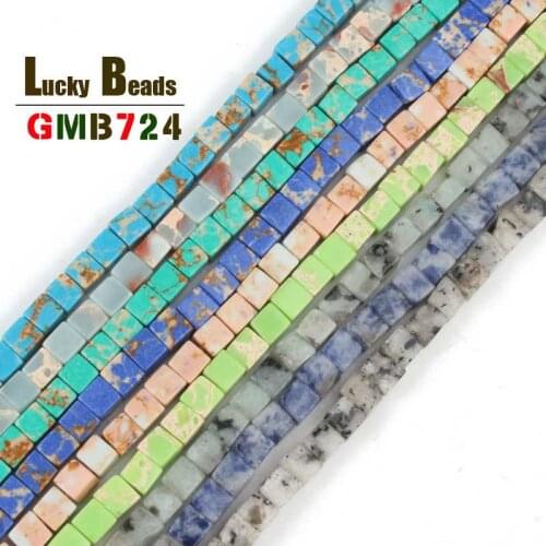 5*5mm Natural Stone Beads Square Blue Sodalite Sea Sediment Beads For Jewelry Making DIY Earrings Bracelet Necklace Accessories